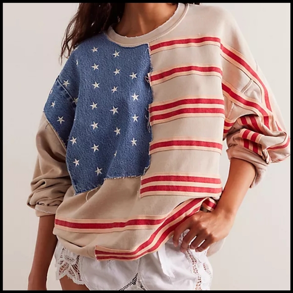 Free People Tops - NWT Free People X Tricia Fix Stripes And Stars Pullover
